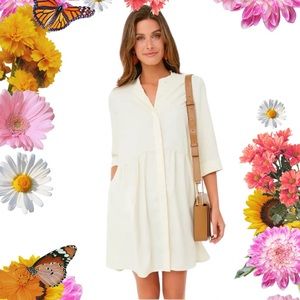 Tuckernuck Ivory Silky Royal Shirt Dress Size S/M